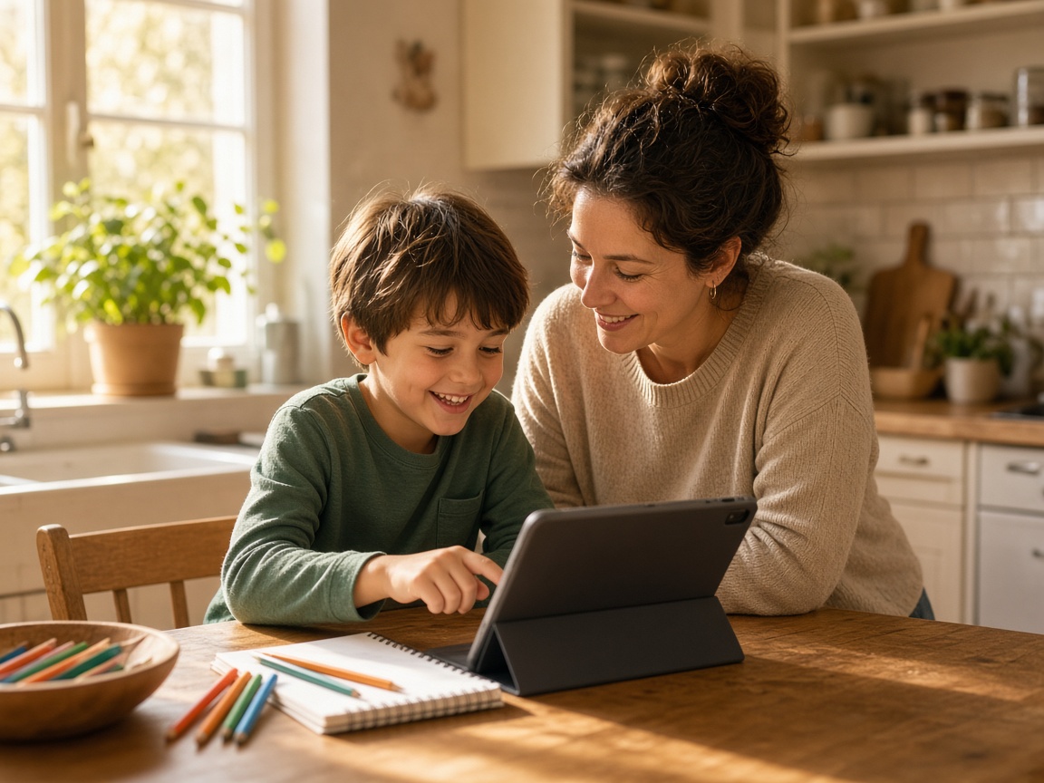 Elementary students and teacher exploring AI literacy