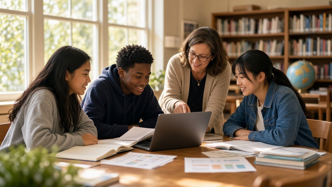 Middle and high school students verifying AI claims